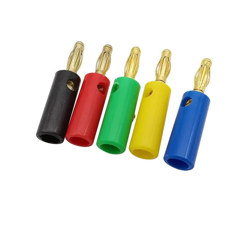 10Pcs 4mm Gold-Plated Banana Plug Solderless Screw Connector Set Banana Plug Connector Richie's