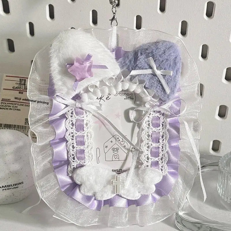 Sweet Plush Lace Photocard Holder with Bowknot Pendant Photocard Holder Richie's A3