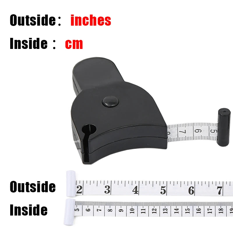 Retractable Body Measuring Tape 1.5M Dual-Scale Sewing Ruler Body Measuring Tape Richie's Inch outside-Black