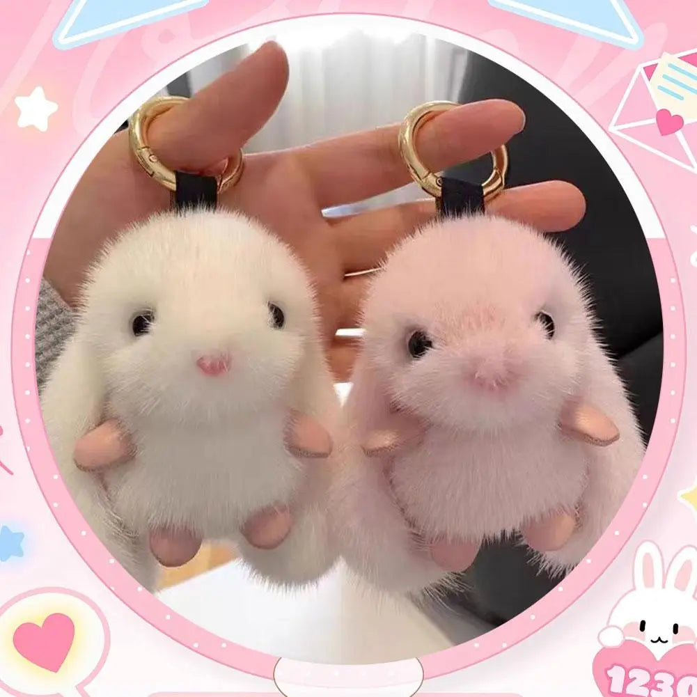 Cute Fluffy Rabbit Plush Keychain – Long Ear Bunny Bag Charm Plush Keychain Richie's