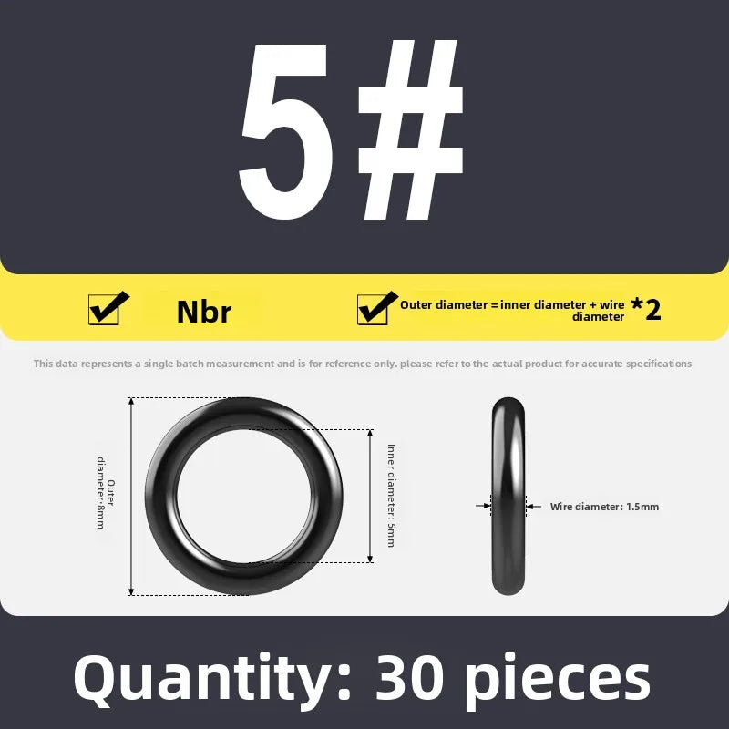 Kande Nitrile O-Ring Set 20-30pcs 1.4-26.5mm Oil Seal Gasket Rubber O-Ring Set Richie's 5x1.5 30pcs
