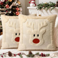 2pcs Christmas Reindeer Pillow Covers – Soft Plush Faux Fur Decorative Pillow Covers Richie's 2pcs