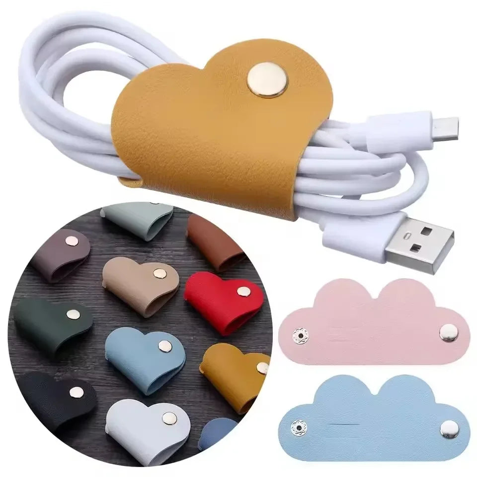 PU Leather Heart-Shaped Cable Organizer & Headphone Clip Cable Organizer Clip Richie's
