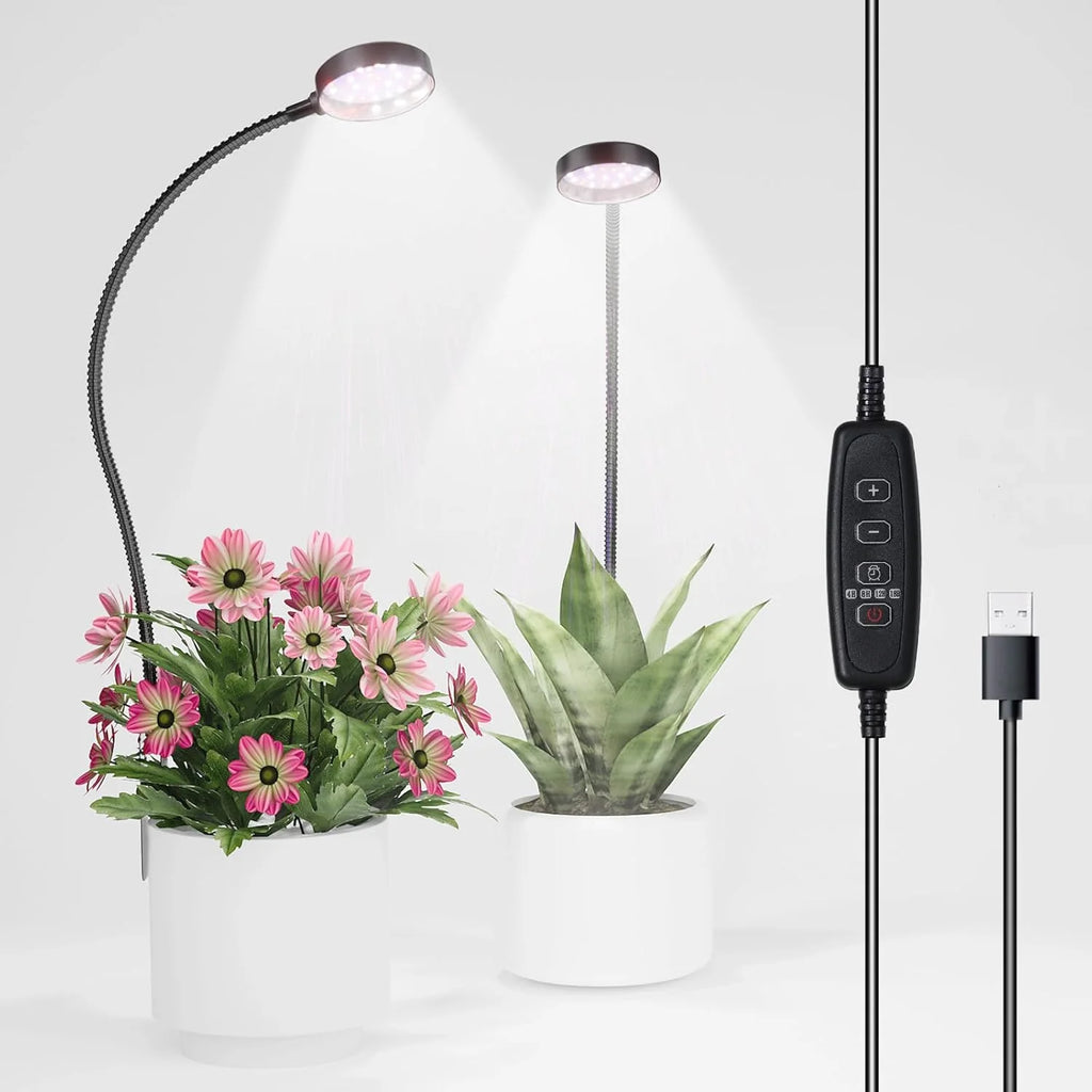 USB Clip-On LED Grow Light 6000K Full Spectrum Dimmable Timer LED Grow Light Richie's 2PCS USB 6000K