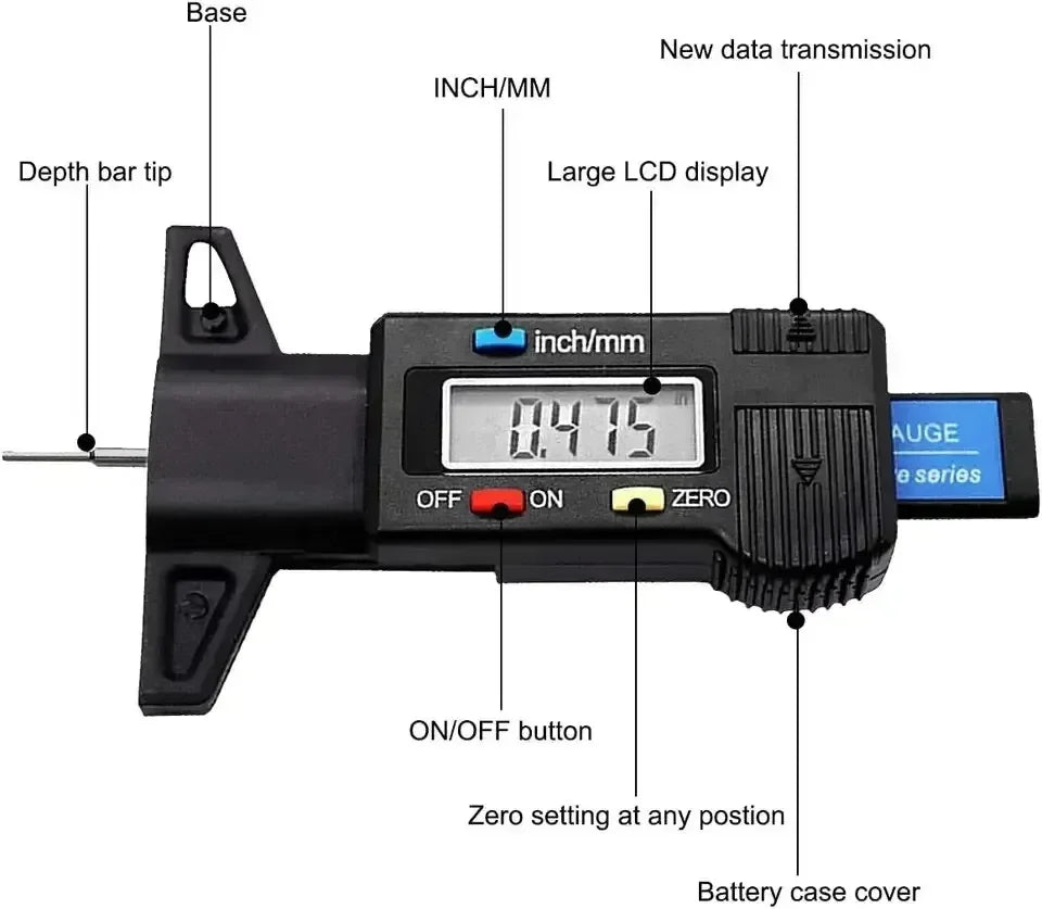 Digital LCD Tire Tread Depth Gauge 0–25mm | Cars & Trucks Tire Tread Gauge Richie's