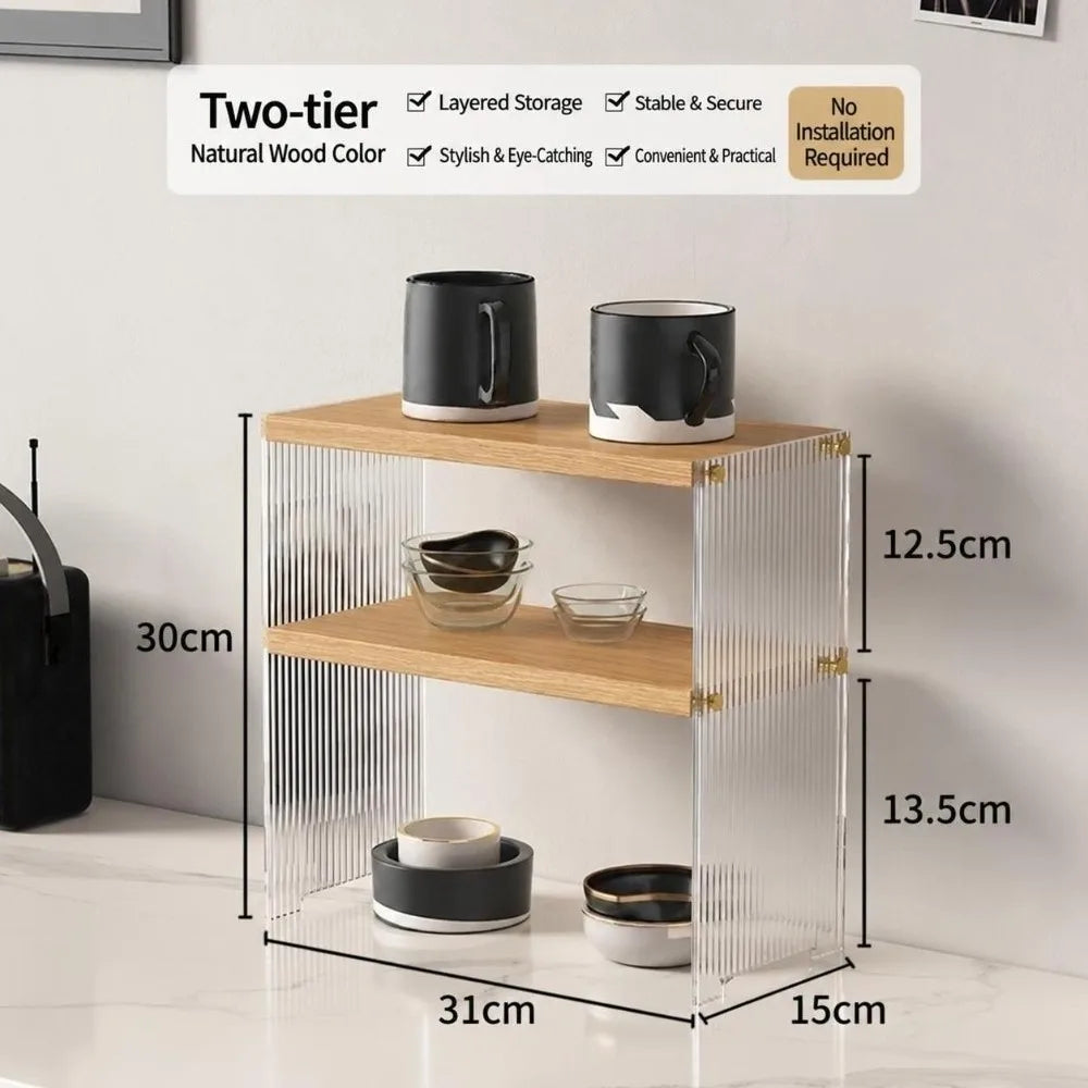 Acrylic Cup Storage Rack – Dust-Proof Tabletop Display Shelf Cup Storage Rack Richie's Type A-2 Layers