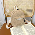 Women's Mini Corduroy Backpack – Casual Small Bookbag Mini Backpack Richie's Khaki 17x21x11cm