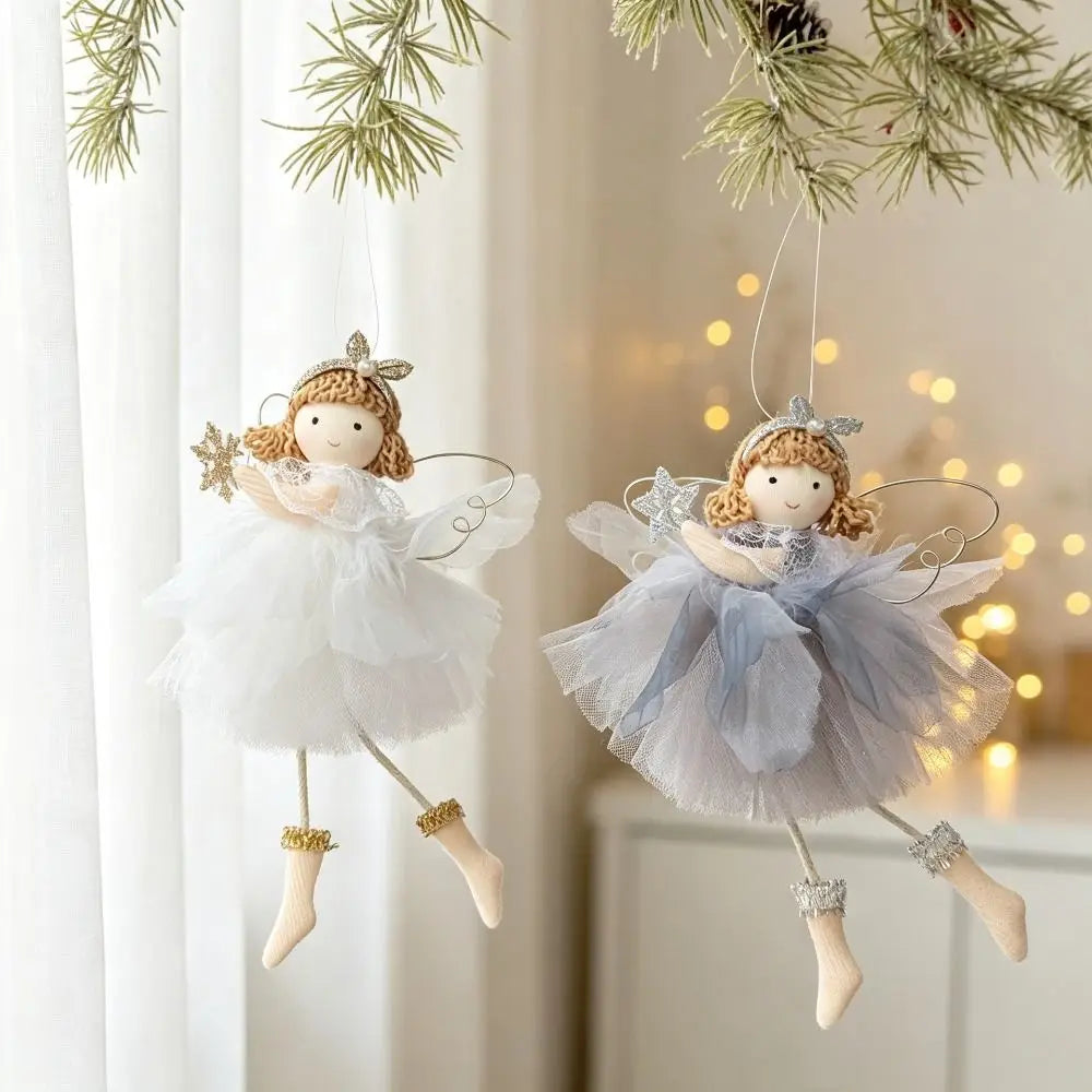 Plush Christmas Angel Ornament – Fluffy Wings Hanging Pendant Christmas Ornament Richie's