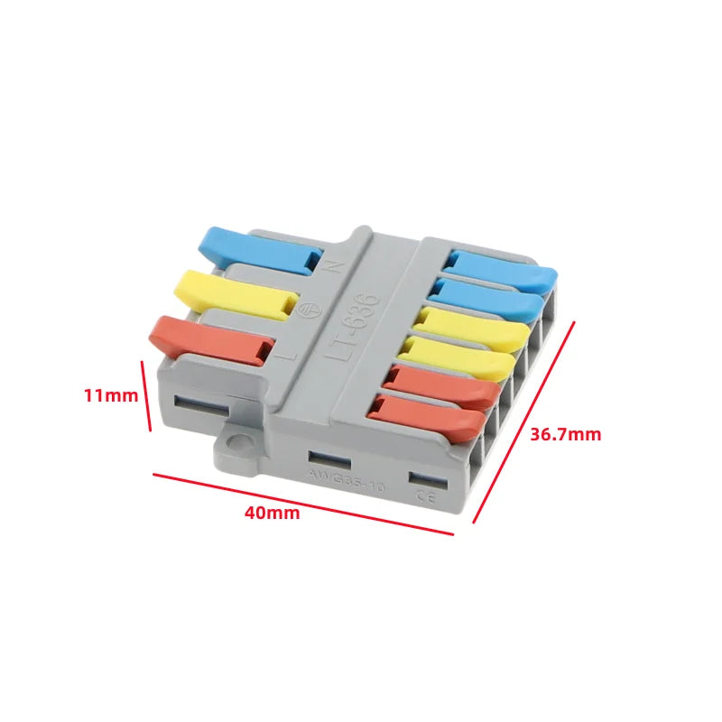 2/3/4/5 Pin Push-In Lever Wire Connector Terminal Block CE Wire Connector Terminal Richie's LT-636 30pcs