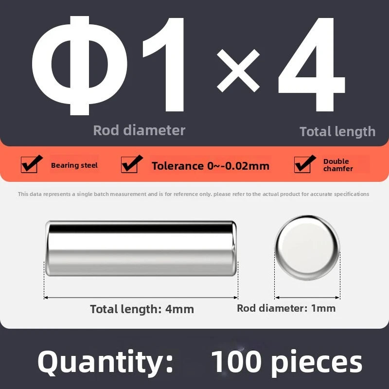 Veekaft 100pcs Bearing Steel Cylindrical Locating Pins M1 3–12mm Cylindrical Locating Pins Richie's M1x4 100pcs
