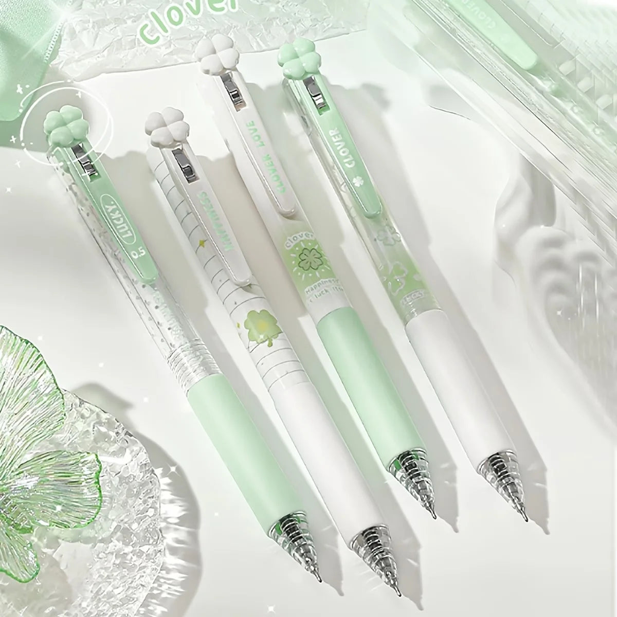 Cute Shell Retractable Gel Pen Set – 0.5mm Black Ink 4-Pack Gel Pen Set Richie's