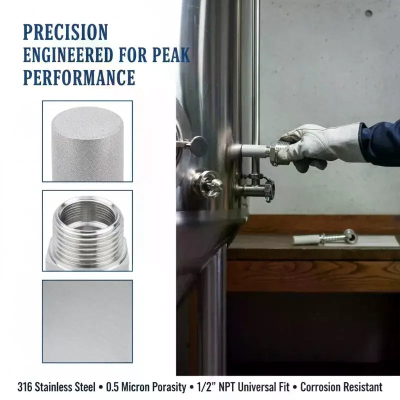 SS316L Homebrew Carbonation Diffusion Stone – 1/2" 1/8" NPT Homebrew Diffusion Stone Richie's