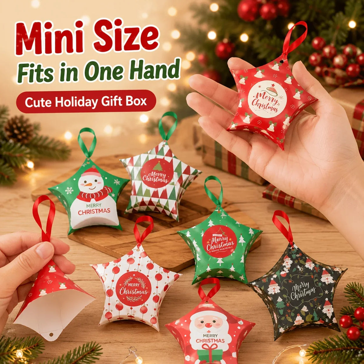 30 Pcs Star-Shaped Christmas Gift Boxes with Ribbons Christmas Gift Boxes Richie's