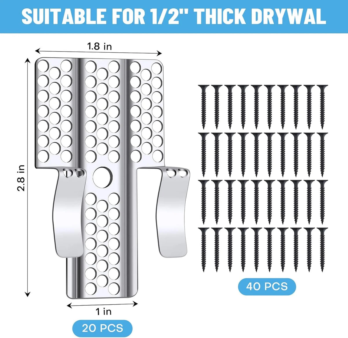 20pcs Heavy-Duty Drywall Repair Clips & 40 Screws – Wall Patch Kit Drywall Repair Kit Richie's