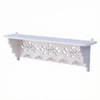 Floral Carved Wall Mount Coat Rack with Shelf & 5 Hooks Wall Mount Coat Rack Richie's