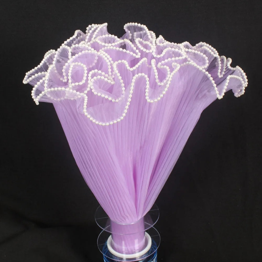 Pearl Wave Mesh Flower Bouquet Wrapping Cloth 28cm×4 Yards Floral Wrapping Material Richie's Purple as show