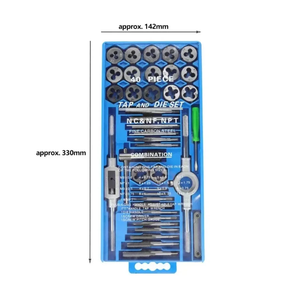 TOTNEND 40pc Metric Tap & Die Set M3–M12 with Storage Case Tap & Die Set Richie's