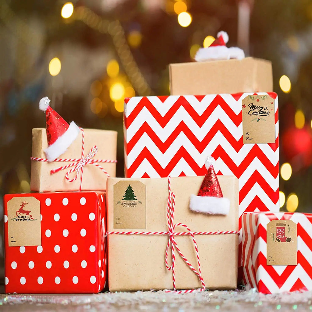 300 Christmas Gift Label Stickers Roll – Retro Matte Design Gift Label Stickers Richie's