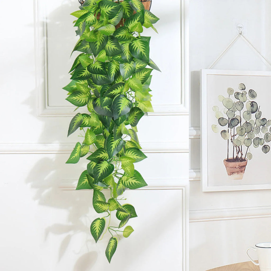 Spotted Leaf Artificial Vine Wall Hanging Plant Decor – Faux Foliage Artificial Hanging Vine Richie's