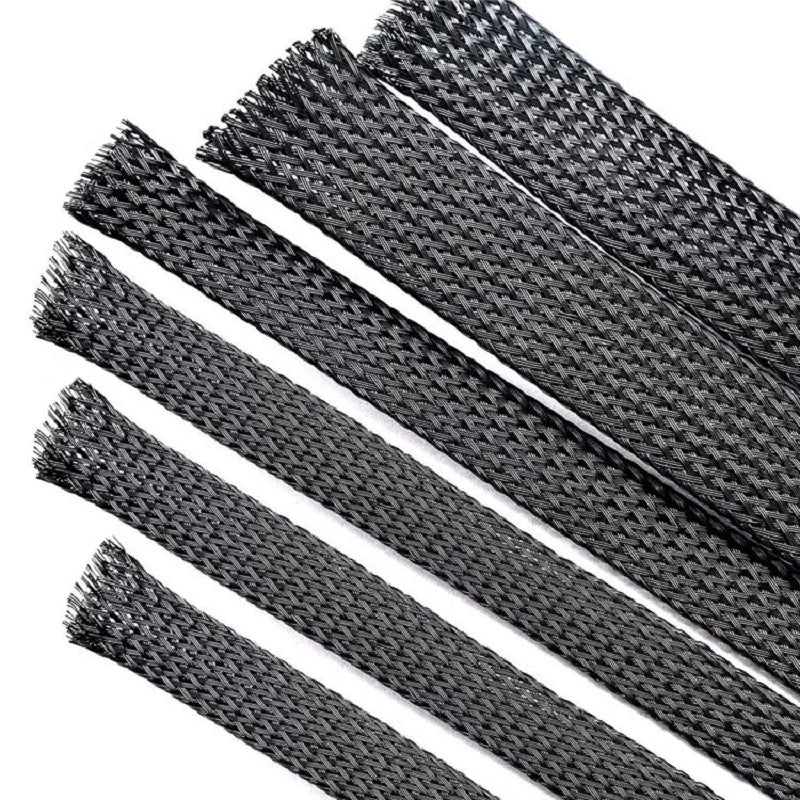 Expandable PET Braided Cable Sleeve Black 1mm–100mm | 1–10M Cable Sleeve Richie's Black 10M 55mm
