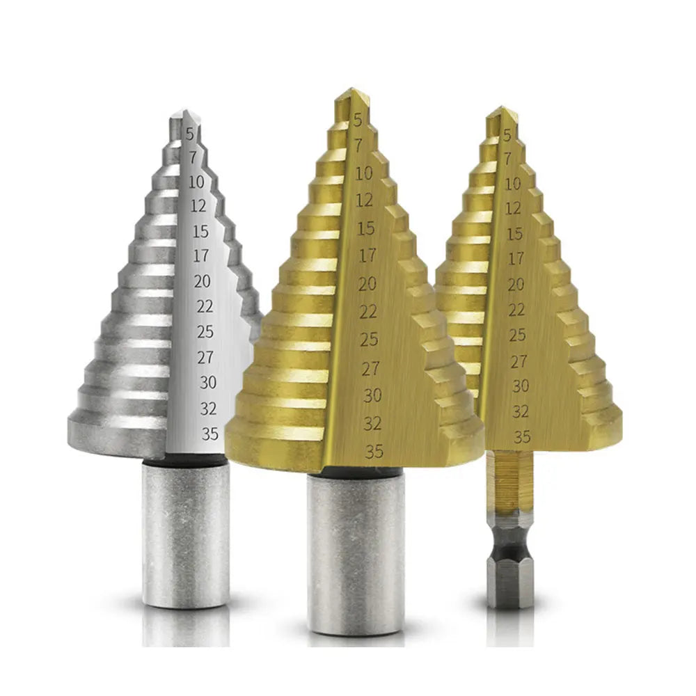 HSS Titanium Step Drill Bit 5–35mm 13-Step Cone Wood Cutter Step Drill Bit Richie's