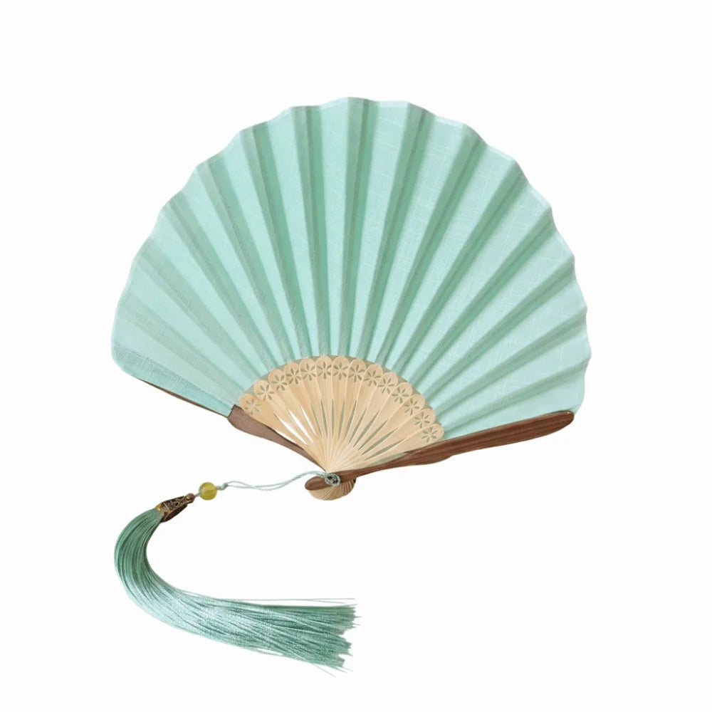 Retro Bamboo Folding Hand Fan – Shell Shape Green, Unisex Folding Hand Fan Richie's Dark Green