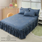 Floral Lace 3-Piece Cotton Bedsheet Set – 120/150CM Bed Skirt Bedsheet Set Richie's