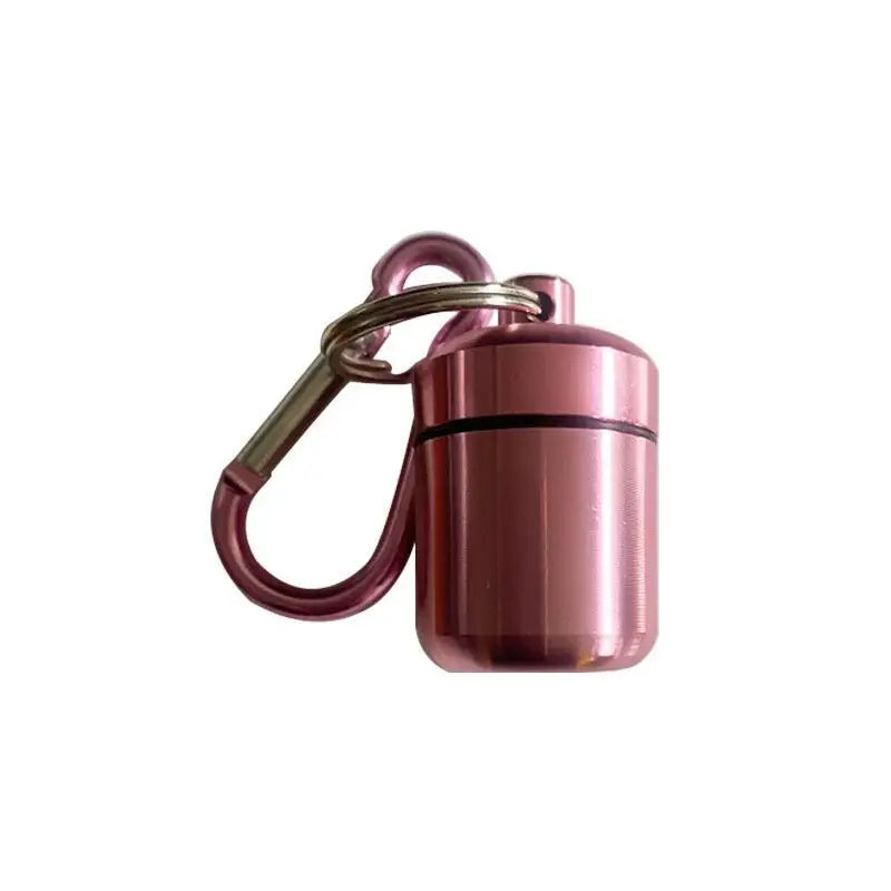 Waterproof Mini Pill Box Keychain – Aluminum Sealed Container Keychain Pill Box Richie's Pink