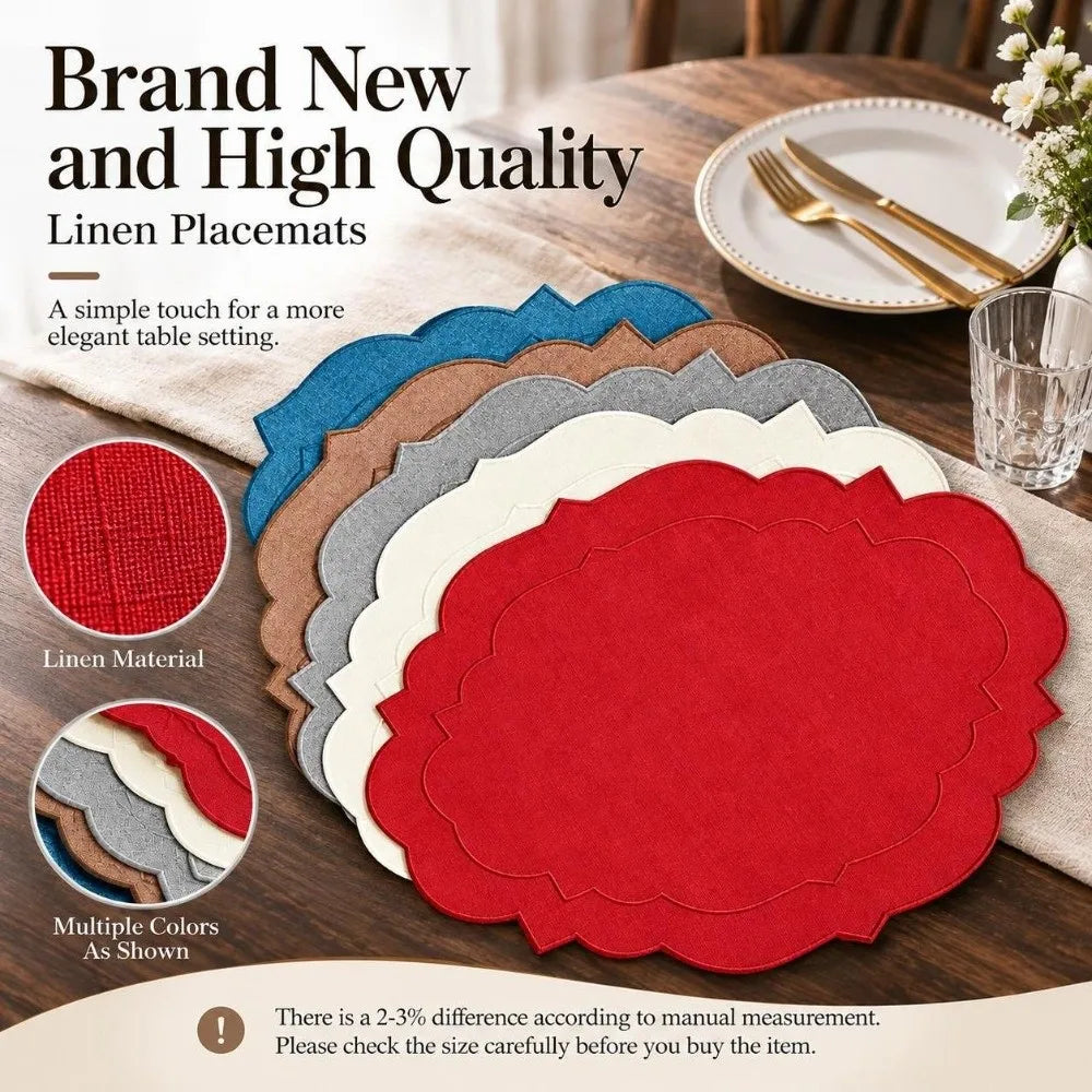 Cotton Linen Embroidered Placemats 45×35cm Anti-Slip Dining Linen Placemats Richie's