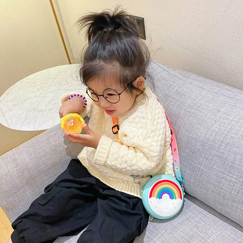 Kids Donut Round Crossbody Bag Rainbow Girls Shoulder Handbag Kids Crossbody Bag Richie's