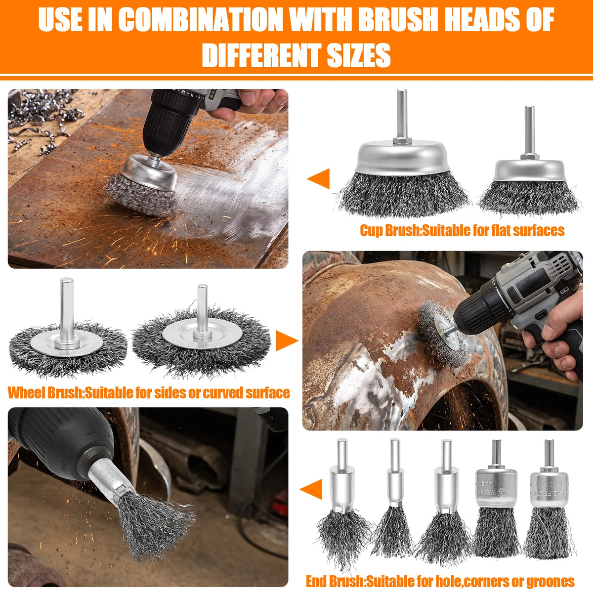 Wire Wheel Brush Set for Drill – 6/9 Pc, 1/4" Shank | Toorise Wire Brush Set Richie's