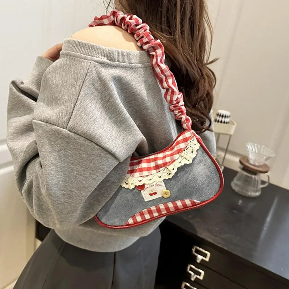 Women's Plaid Crescent Mini Shoulder Bag | Half Moon Handbag Crescent Shoulder Bag Richie's