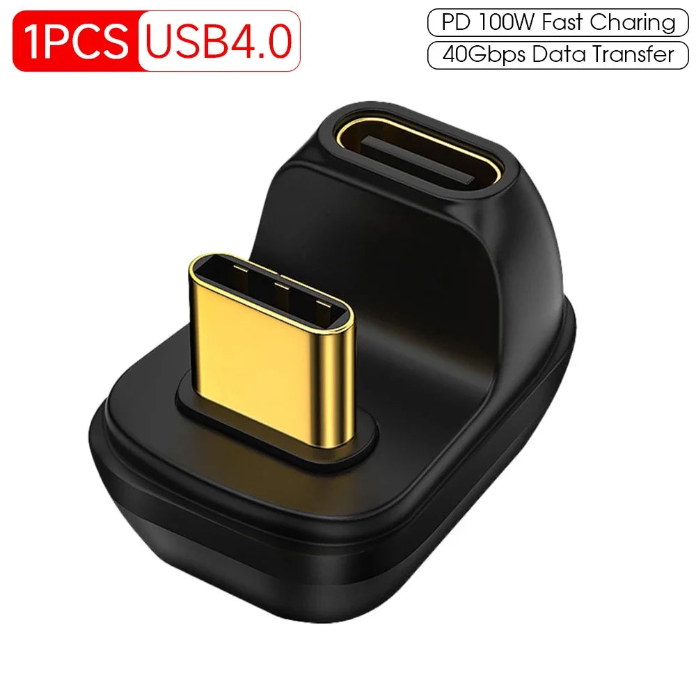 USB-C 180° Angle Adapter 40Gbps 100W Fast Charge Type-C USB-C Angle Adapter Richie's 1pc USB4.0 No plug