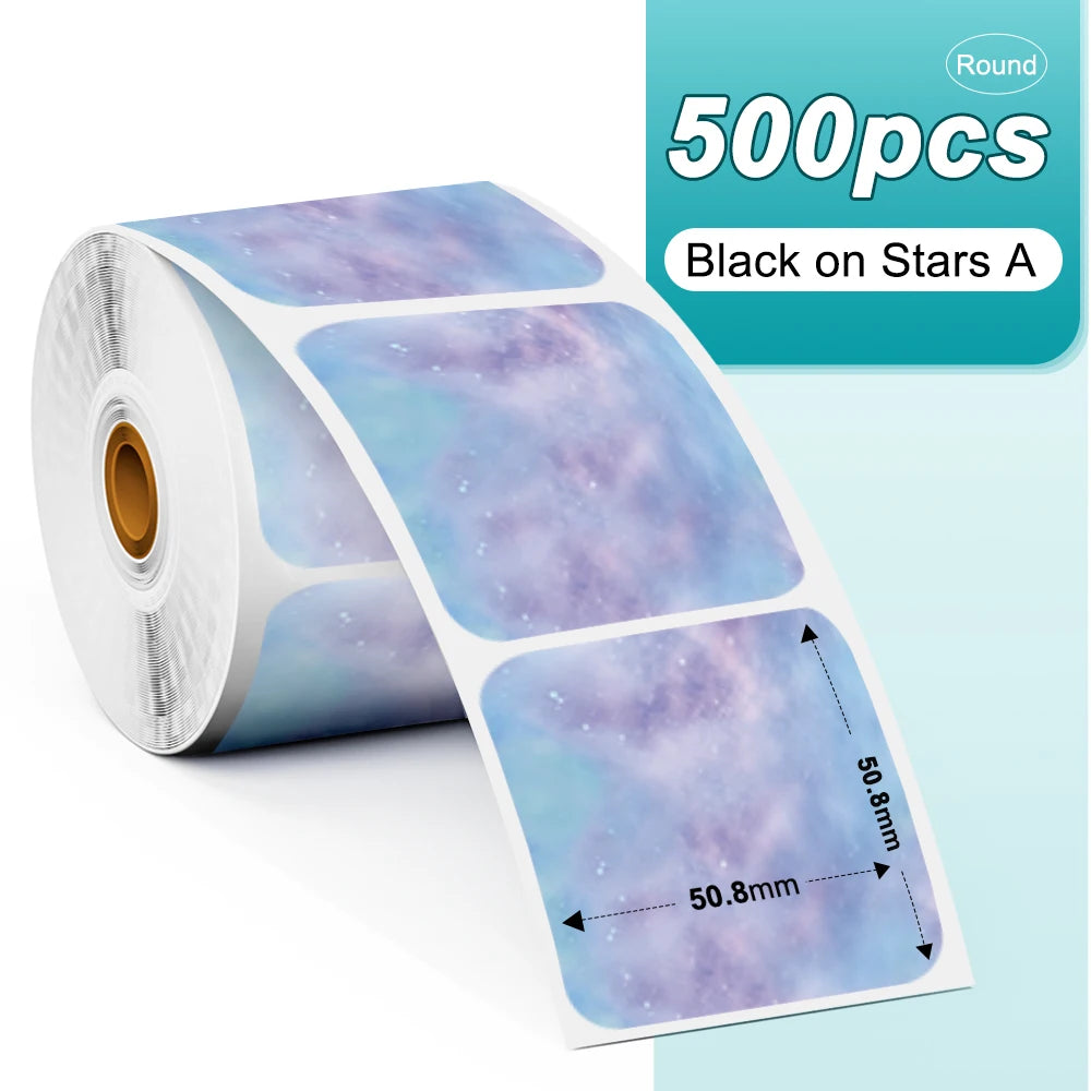 Phomemo 1000pcs Round Thermal Shipping Labels Rainbow Stickers