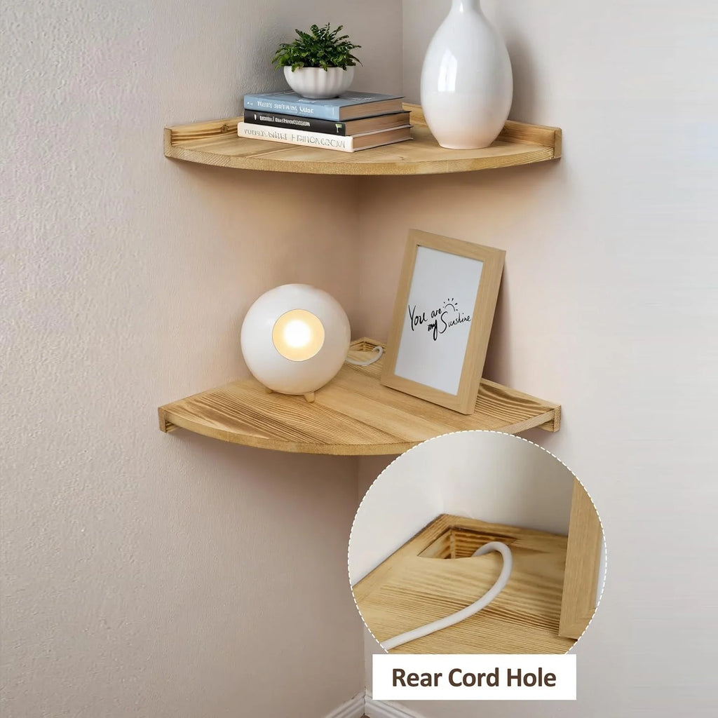 Natural Wood Floating Corner Triangle Shelf – Bathroom & Living Floating Corner Shelf Richie's