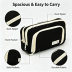 Multi-Layer Canvas Pencil Case – Large Capacity Pen Pouch Canvas Pencil Case Richie's