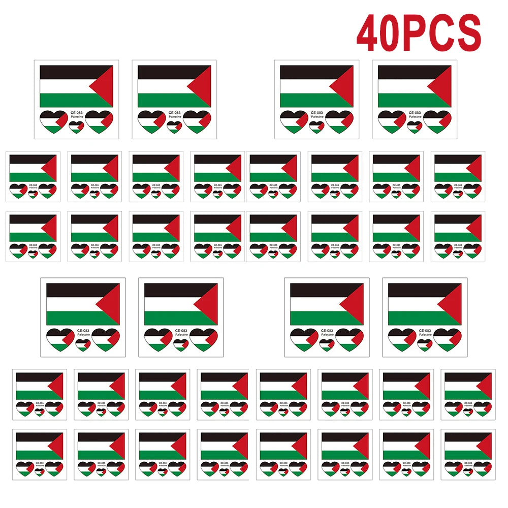 Palestine Flag Temporary Tattoo Stickers – 10 Pc Water Transfer Temporary Tattoo Stickers Richie's 40pcs