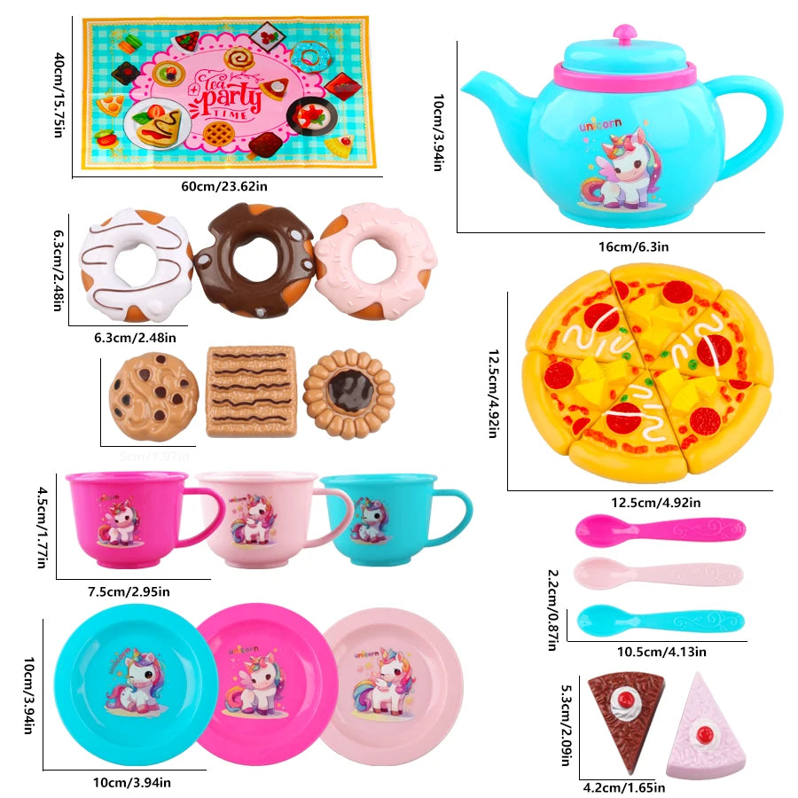 Girls' 25-Piece Afternoon Tea & Dessert Pretend Play Toy Set Kids Pretend Play Set Richie's