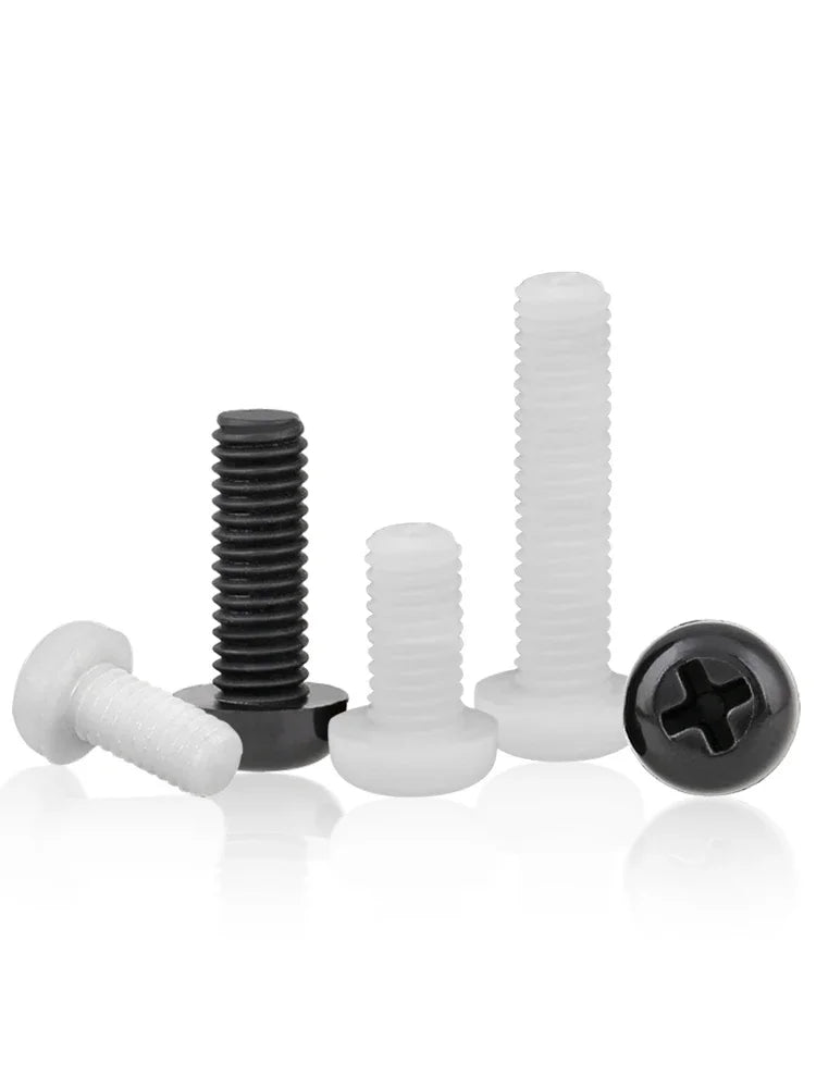 Nylon Machine Screws M2–M8 Phillips Pan Head White & Black Nylon Machine Screws Richie's