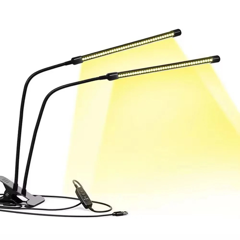 LED USB Grow Light Full Spectrum 3000K Dimmable Clip Phytolamp LED Grow Light Richie's 2 Heads USB Port