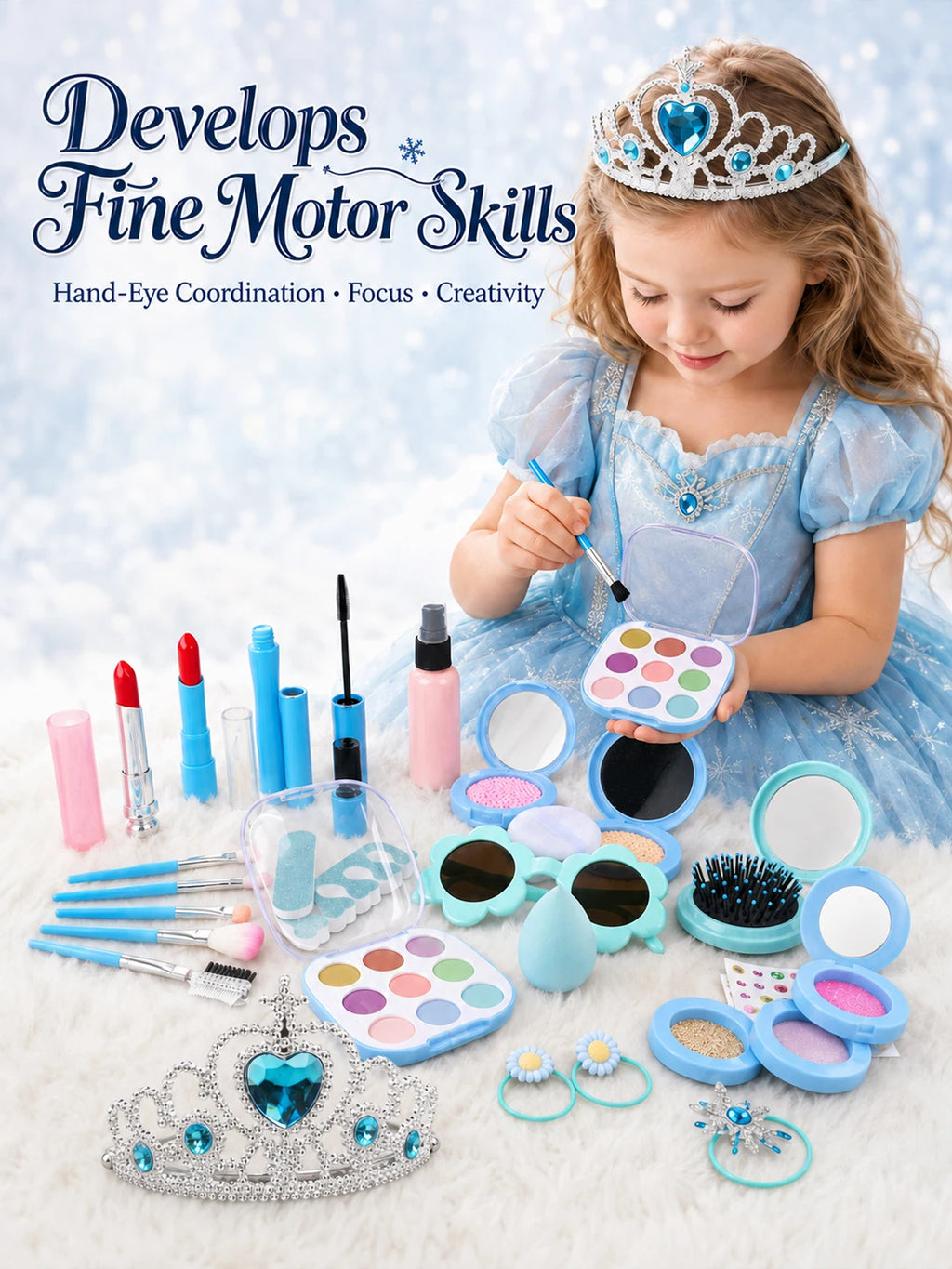 Girls Princess Pretend Makeup Play Set with Bag & Mirror Pretend Play Makeup Set Richie's
