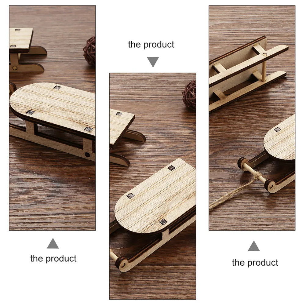 5-Pack Wooden Mini Sleigh Ornaments | Christmas Tabletop Decor Christmas Sleigh Ornament Richie's