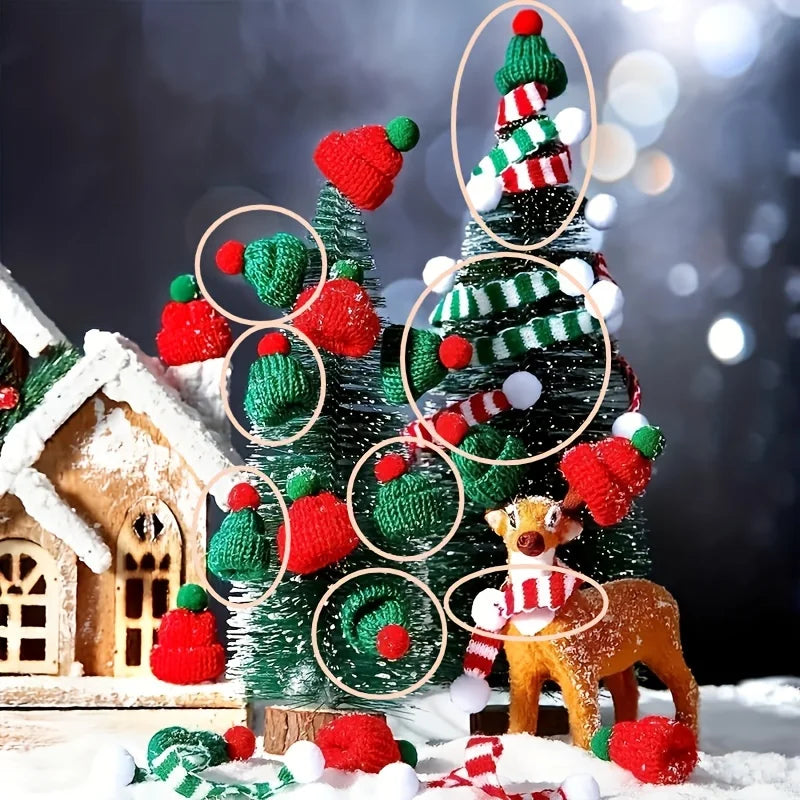 20PCS Mini Christmas Hats & Scarves Set – DIY Holiday Decorations Christmas Craft Accessories Richie's