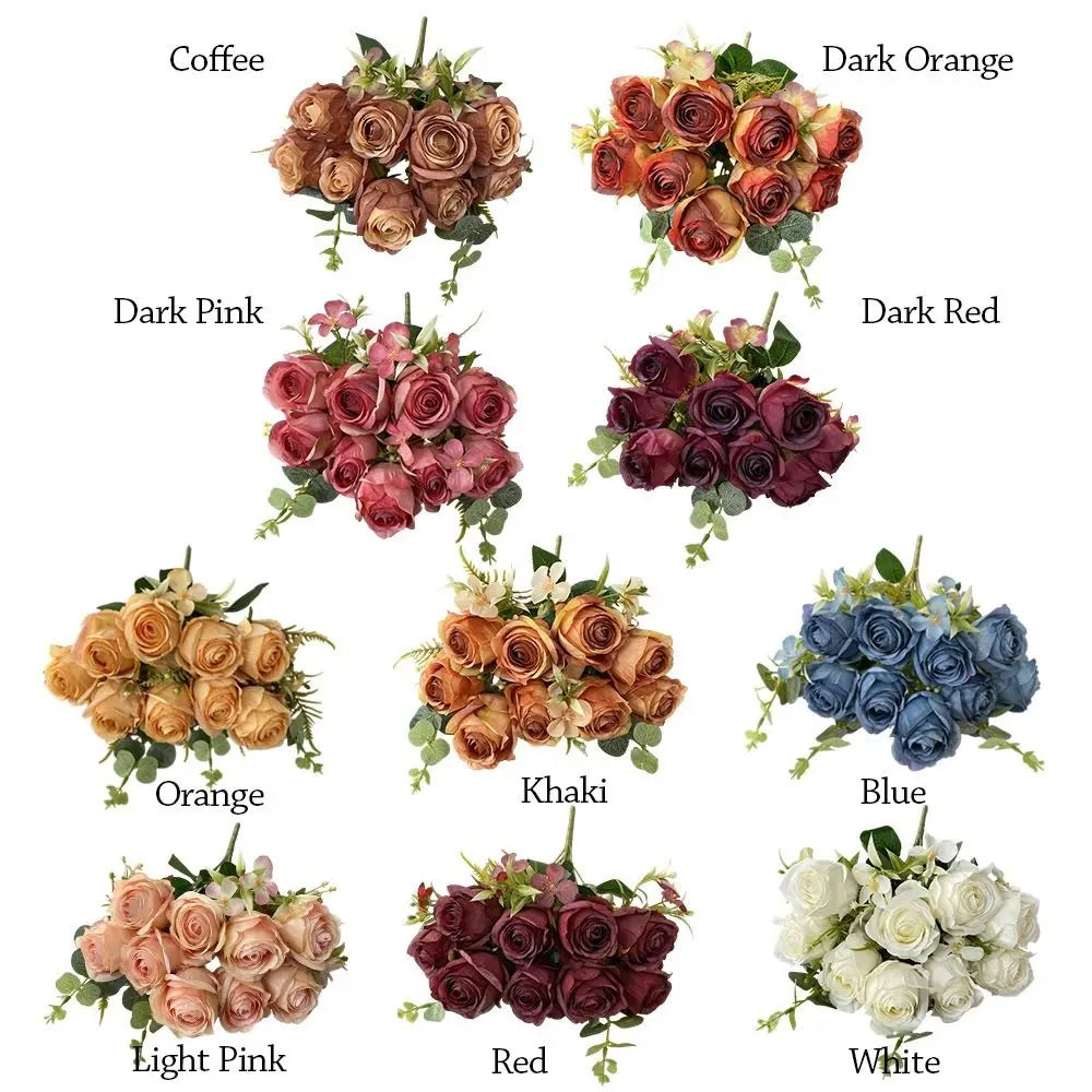 9-Head Multicolor Artificial Rose Bouquet – Bridal & Home Decor Artificial Flower Bouquet Richie's