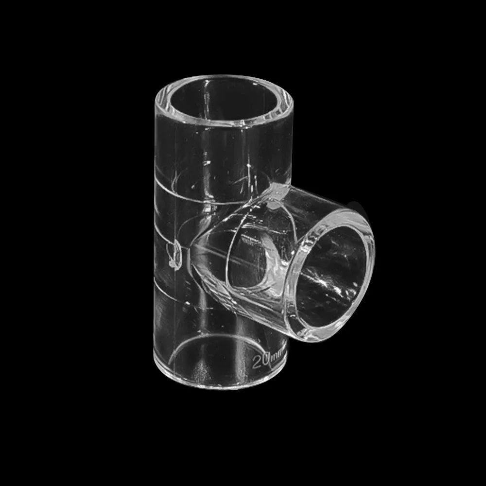 Clear Acrylic Pipe Fittings 16/20mm – 90° Elbow & End Plug Acrylic Pipe Fittings Richie's 20mm Tee Connector