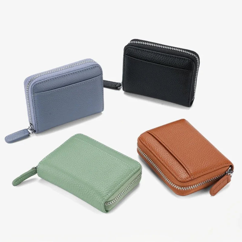 RFID Blocking Leather Card Wallet 14/20 Slots Zipper Coin Purse Card Holder Wallet Richie's