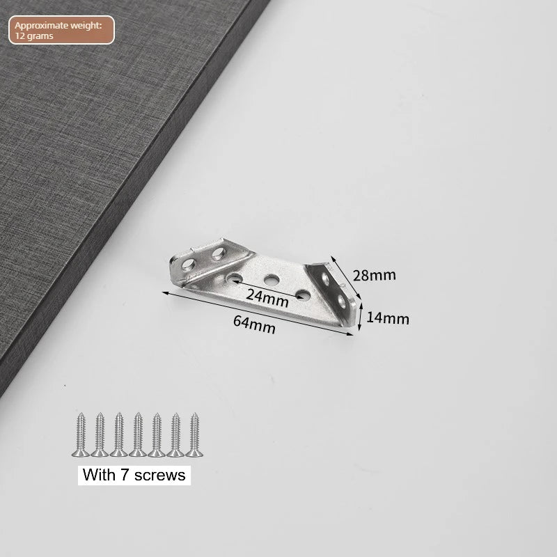 10-Set 90° Stainless Steel Corner Brackets with Screws for Furniture Corner Bracket Set Richie's iron-1.2-10sets