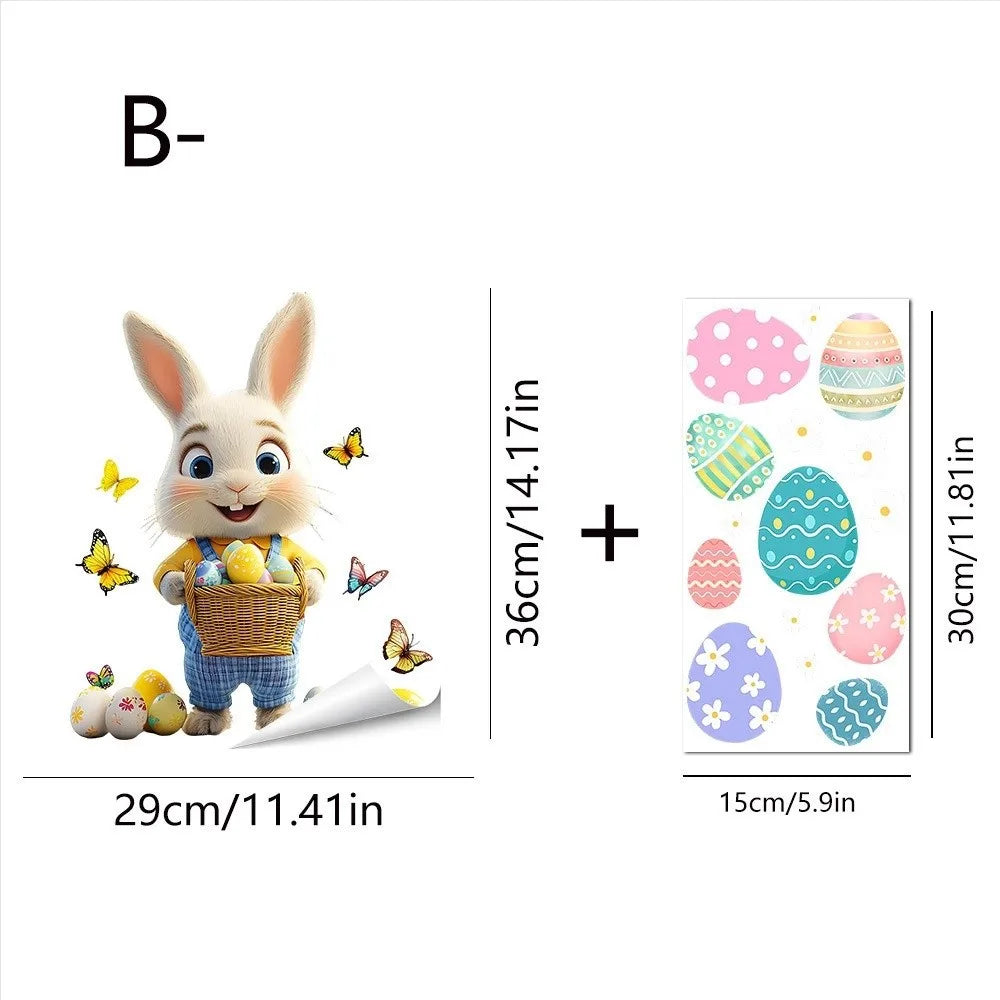 Easter Rabbit Flower Wall Stickers – Removable PVC Decals