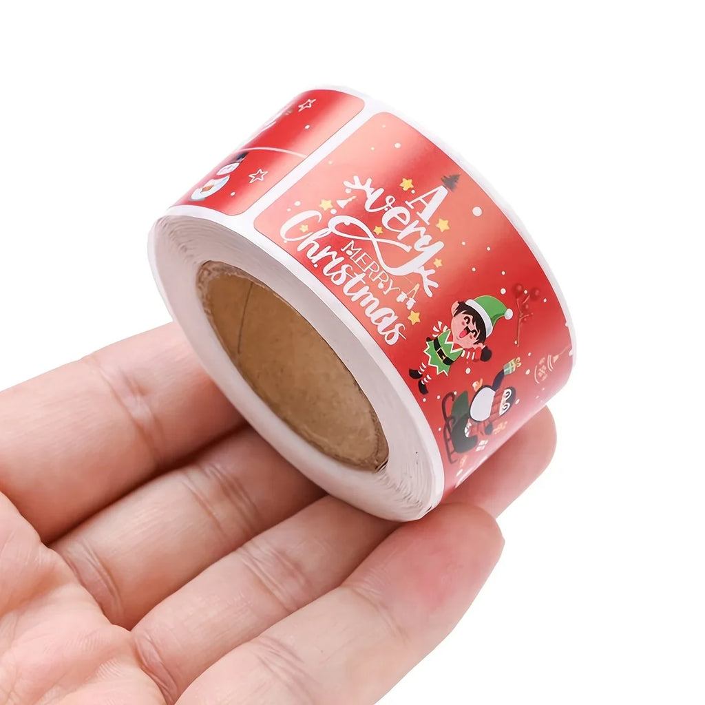120 Pcs Christmas Doodle Sticker Roll – Festive Strip Labels Christmas Sticker Roll Richie's