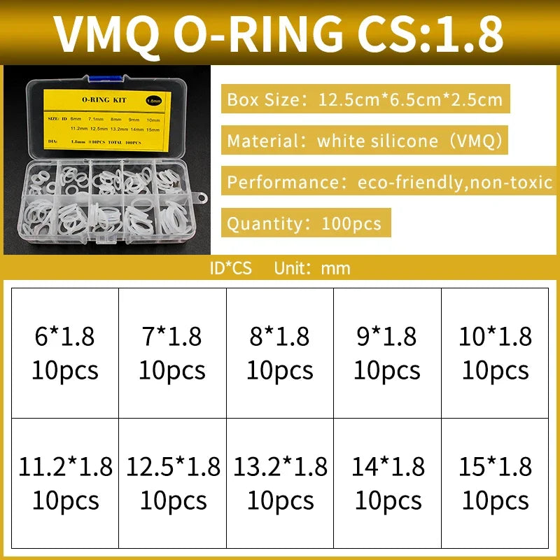 NBR Silicone FKM O-Ring Repair Kit – 1.8mm & 2.65mm Gasket Set O-Ring Repair Kit Richie's 144-VW-BW100S